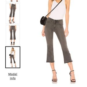 L’Agence Jeans Crop Baby Flare Raw Hem Gray Denim